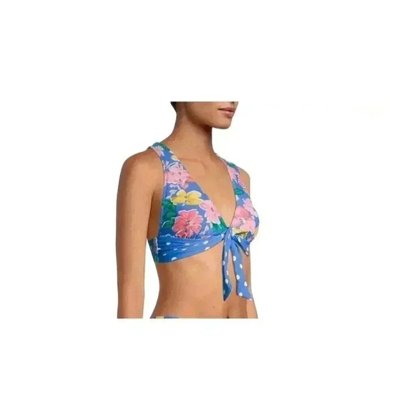 Time and Tru Women's Cabana Blue Floral Triangle Swim Top Women Size Small - Picture 1 of 6